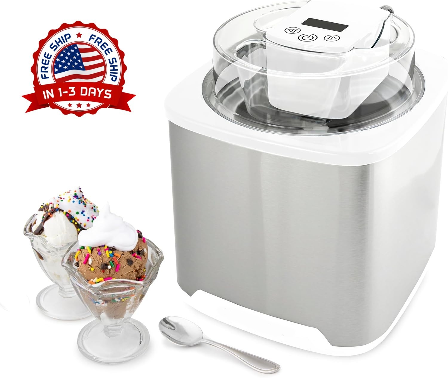 Heladera eléctrica de 2 cuartos: prepare helado, gelato y sorbete caseros NEW US