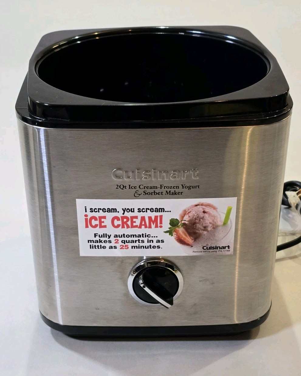 BASE ONLY FOR- Cuisinart Ice Cream Yogurt Sorbet Maker – 2 Quart QT – CIM-60PC