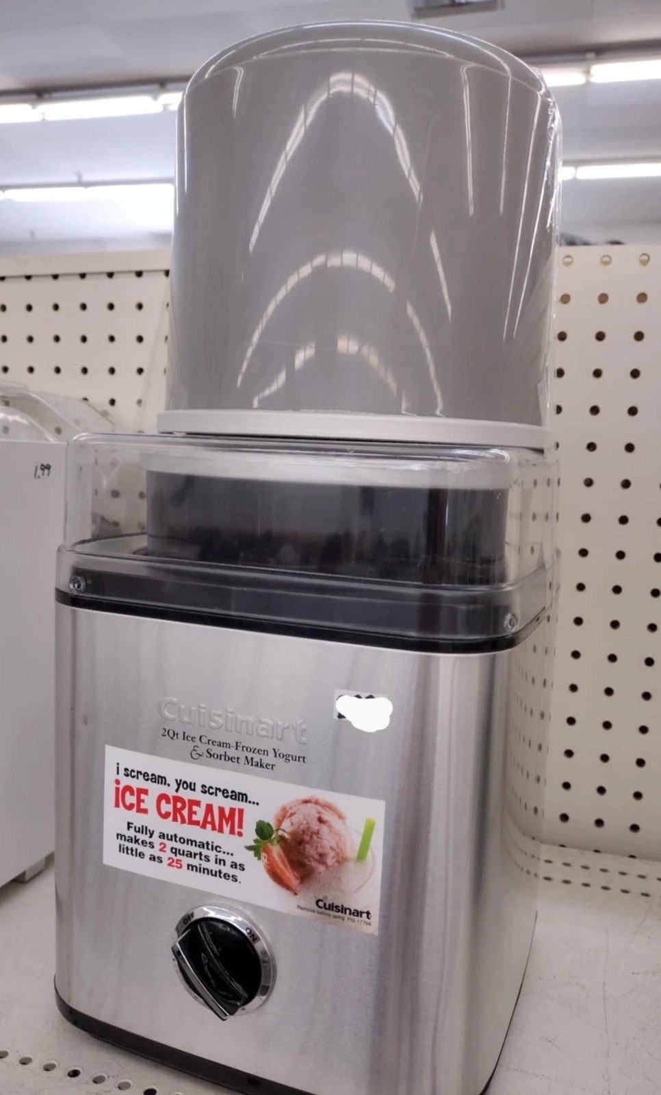 Cuisinart Pure Indulgence 2 Quart Brush Metal Yogurt/Sorbet Ice Cream Maker 