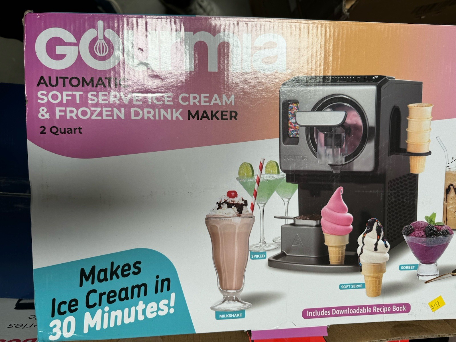 Gourmia Automatic Soft Serve Ice Cream & Frozen Drink Maker 2 Quart Silver New