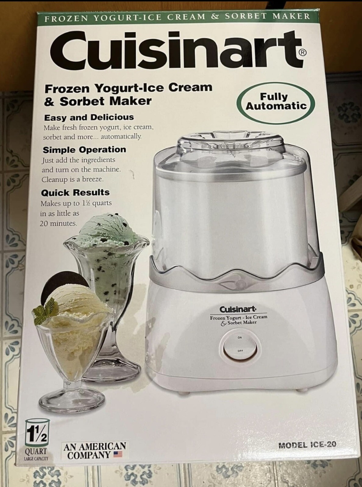 Cuisinart 1.5 Qt. Frozen Yogurt Ice Cream & Sorbet Maker ICE-20 New In Box