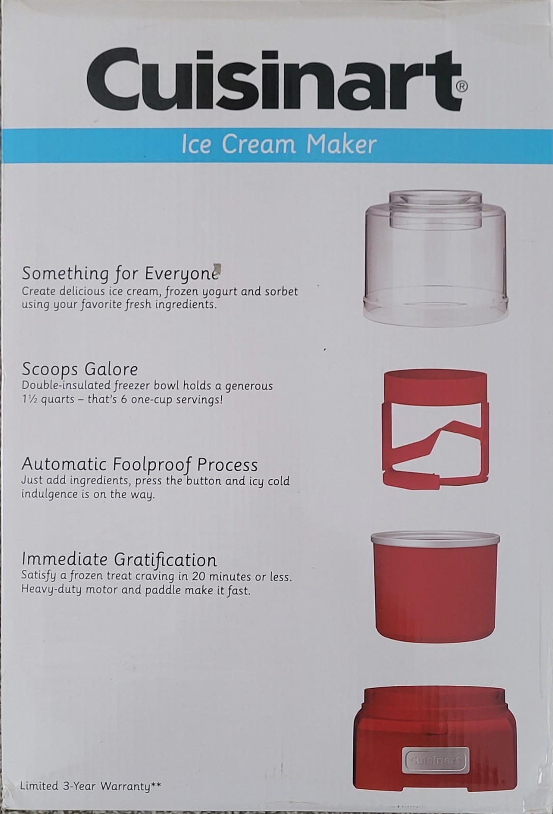 Cuisinart Automatic Frozen Yogurt, Ice-Cream & Sorbet Maker, Red, ICE-20R