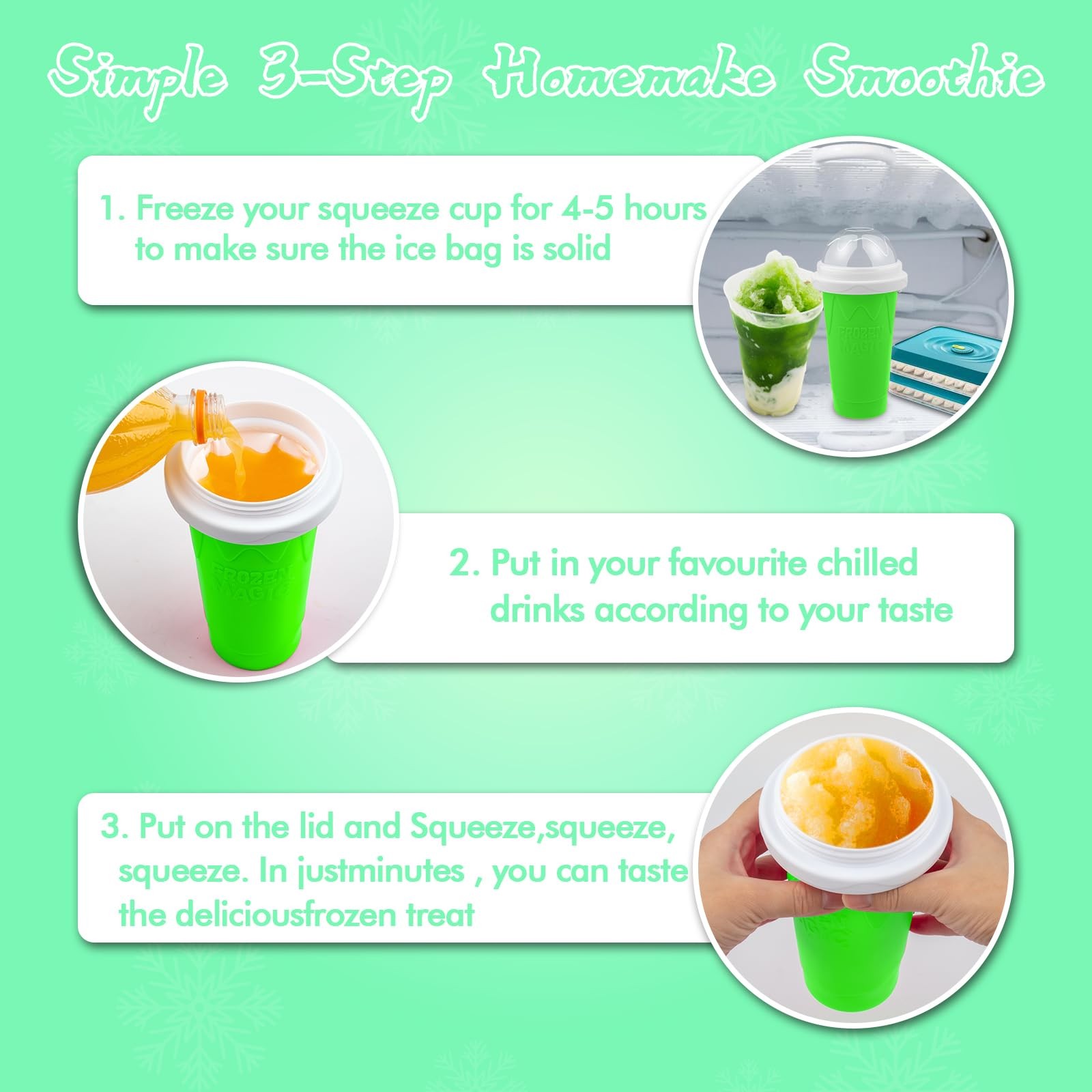 Slushie Maker Cup,DIY Magic Slushy Maker Squeeze Cups,Portable Smoothie Squee…