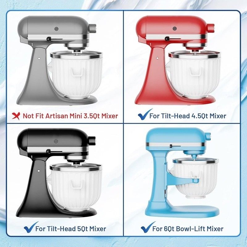Kitchenaid Ice Cream Maker Attachment 2 Quart Large Batch Dessert Machine New