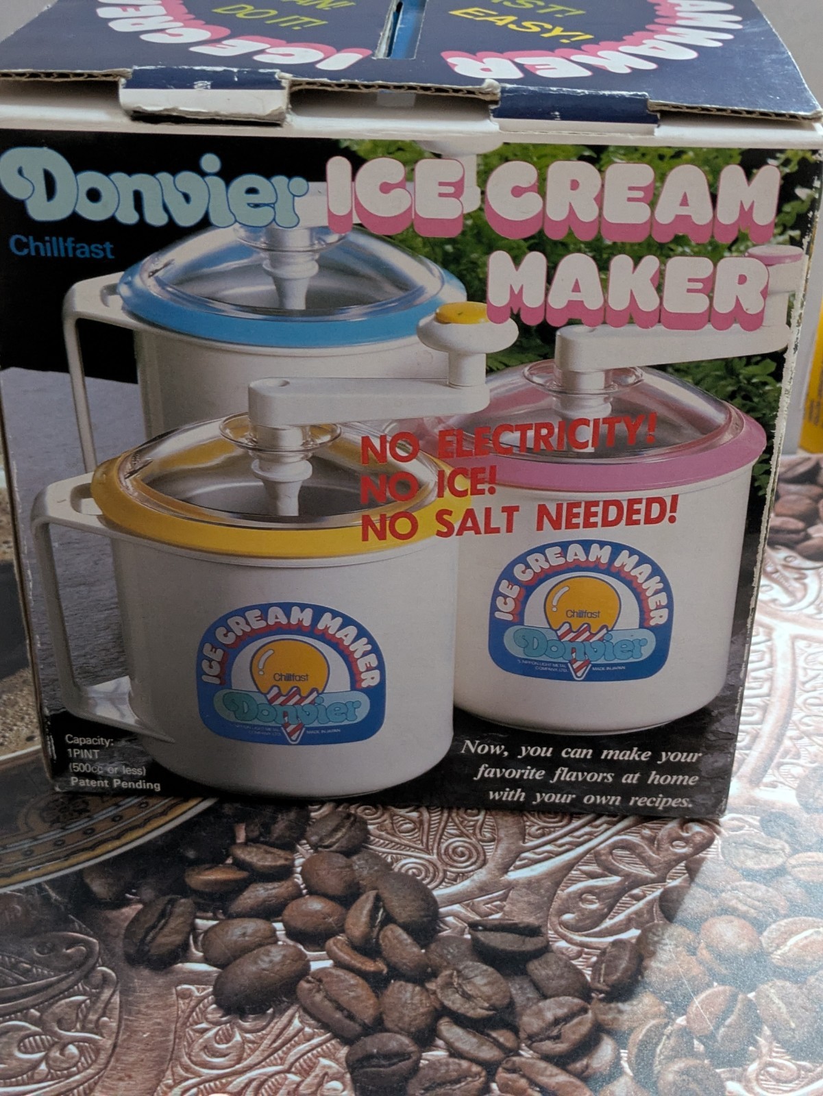 Vintage Donicer Ice Cream Maker ChillFast 1 Pint Blue Original Box, With Booklet