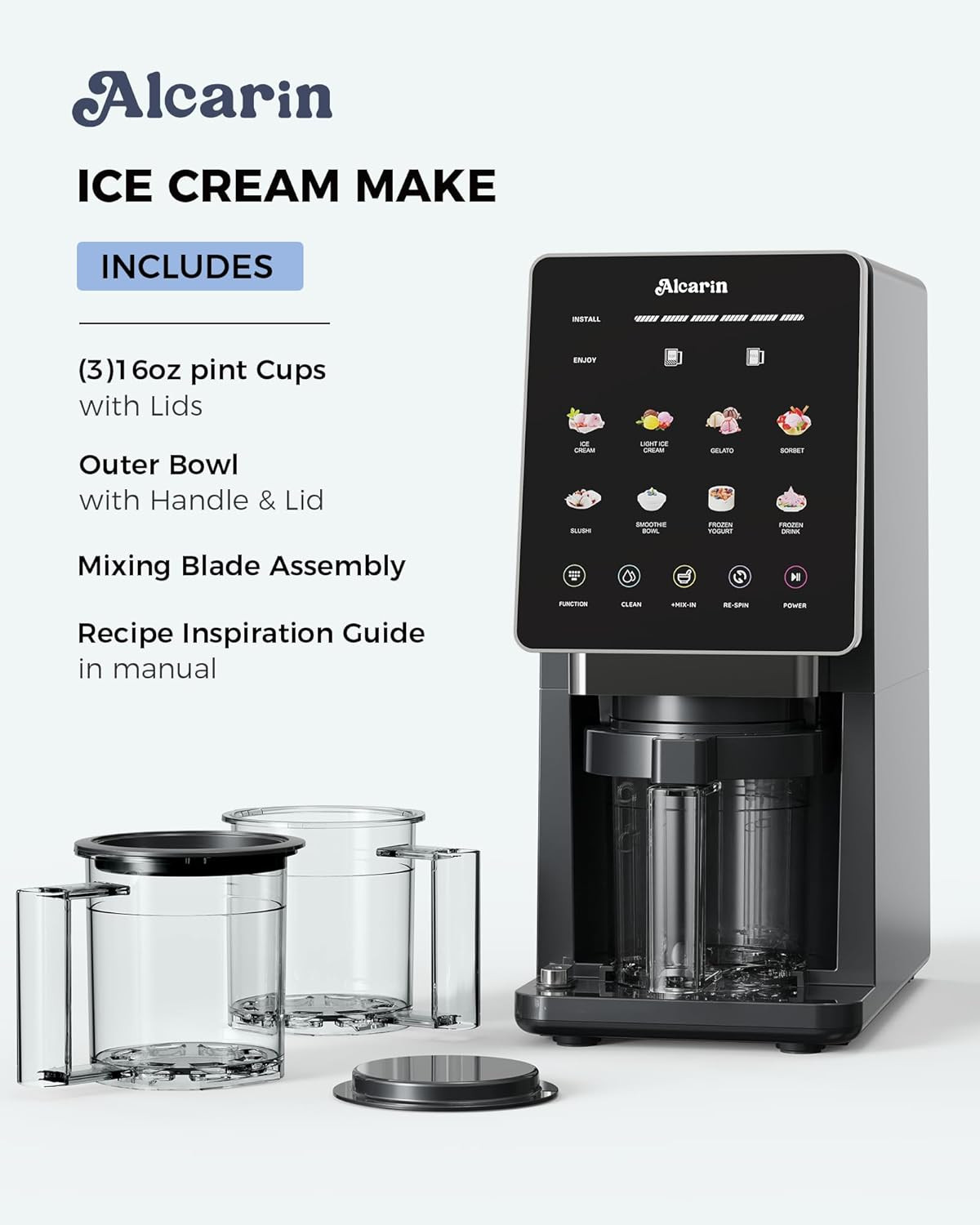 Ice Cream Maker with 3 Pints(Not Freezer) Homemade Slushie Gelato Yogurt Sorbet