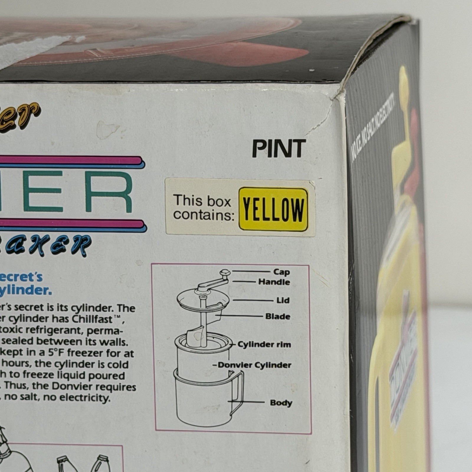 Donvier Premier Ice Cream Maker Rare Bright Yellow Manual 1-Quart Frozen Dessert