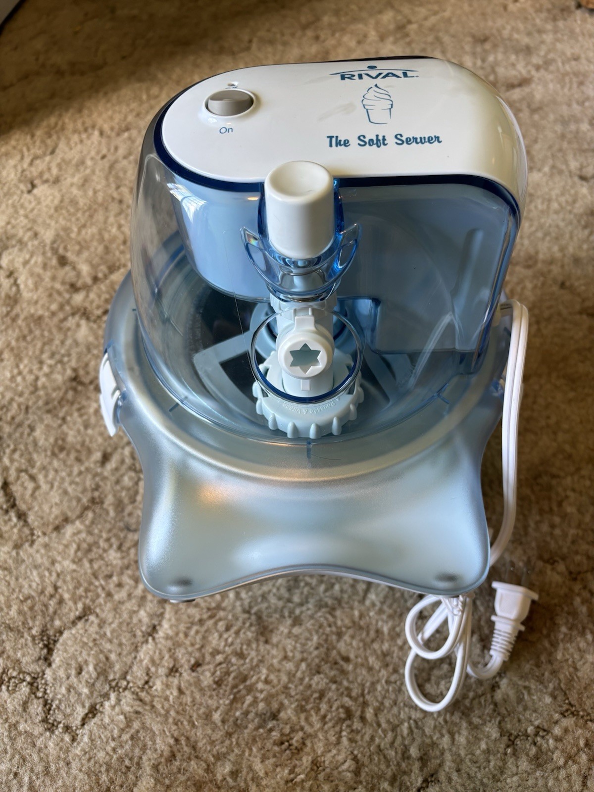 The Soft Server Ice Cream Maker Blue/White Countertop Frozen Yogurt Machine
