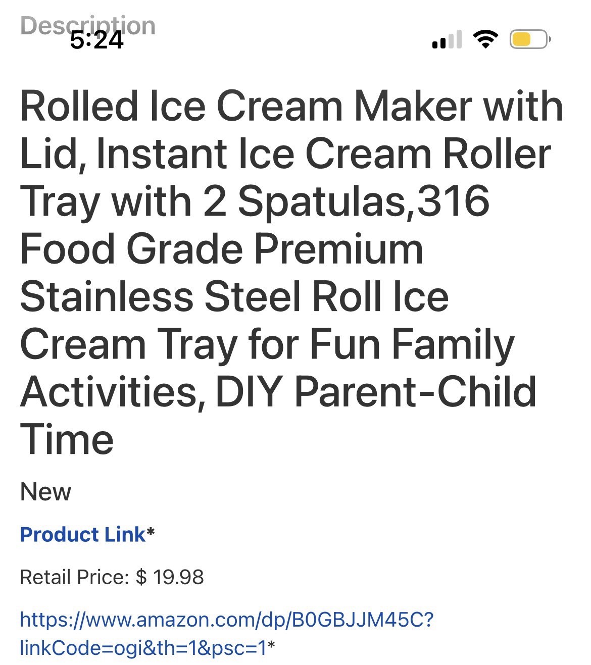 Manual Rolled Ice Cream Maker Freezer Bowl, Stainless Steel White, Lid Spatula