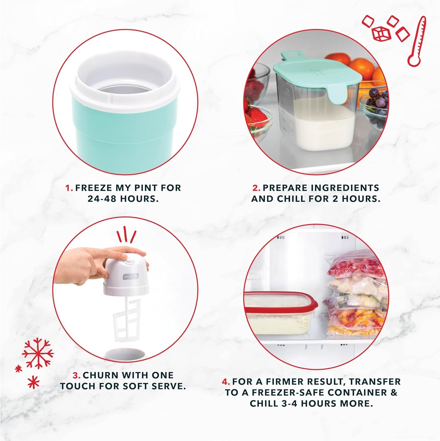 Dash My Pint Ice Cream Maker – Teal – 1 Pint (1.6 Cups) – New Open Box