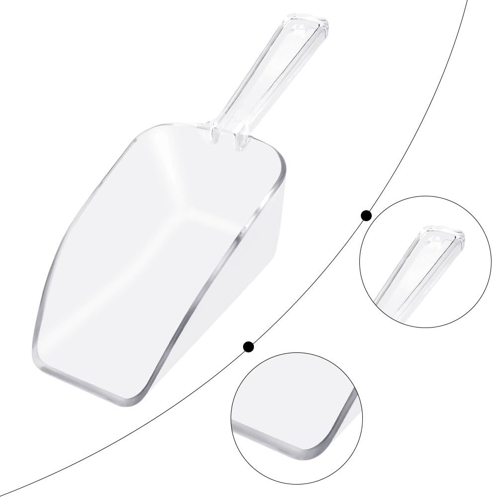 6 PCS Clear Plastic Ice Scoop(7.6 Inch) for Freezer Food 6 pack, 6 pack clear