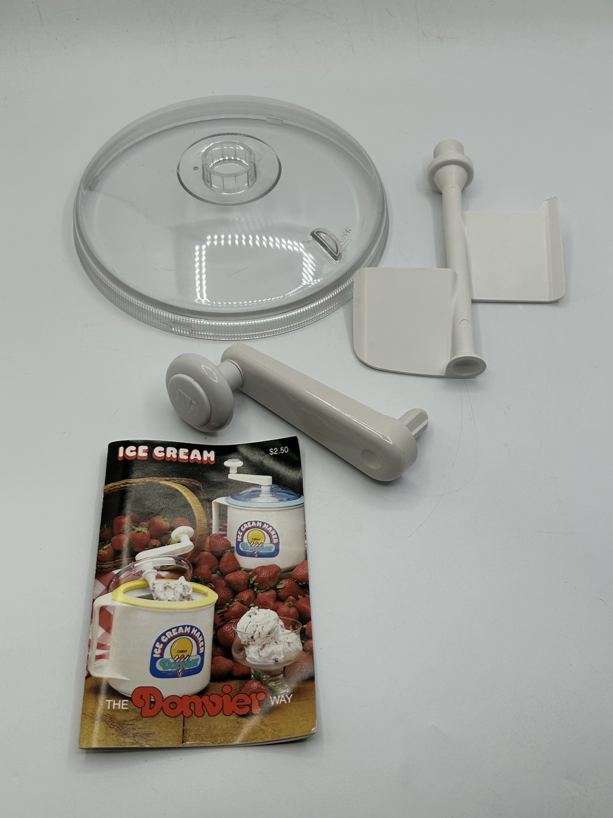Donvier Premier Ice Cream Maker 1 Quart Mixing Paddle Lid Crank Instructions