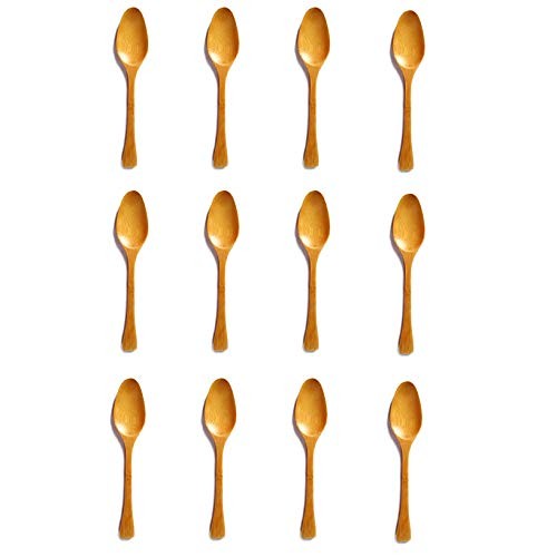 4109, Set of 12 Long Bamboo Wood Soup Spoons, Eco Friendly Spoon 8.25-inch x12
