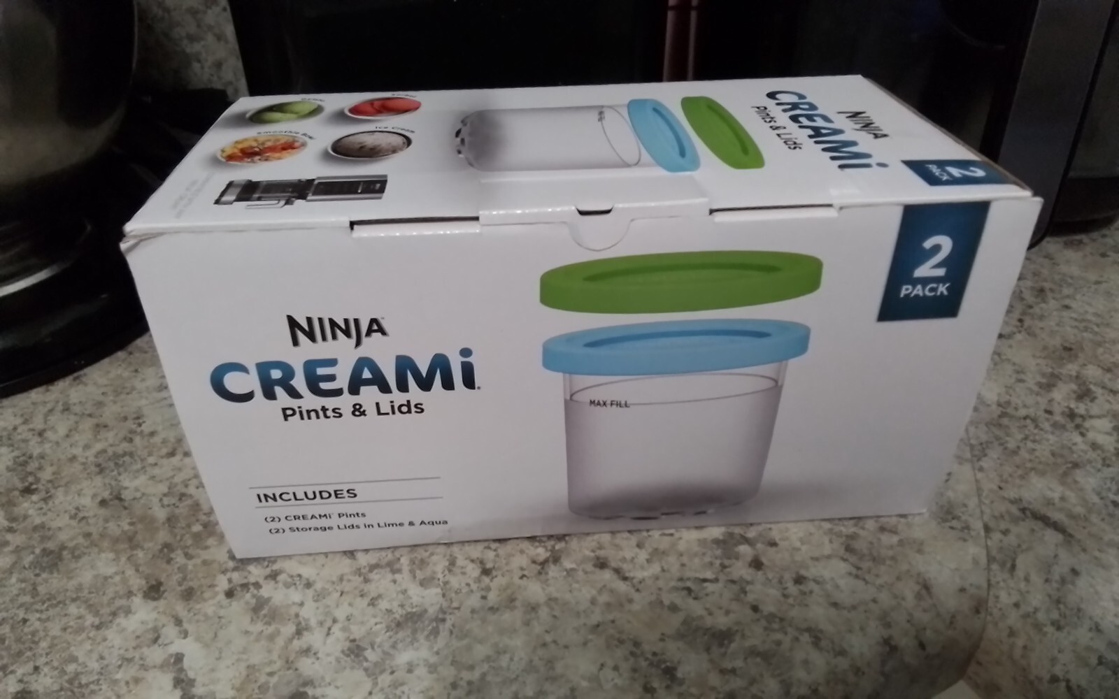 Ninja Creami Molds Pint Containers (2 pack- 16 ounce)