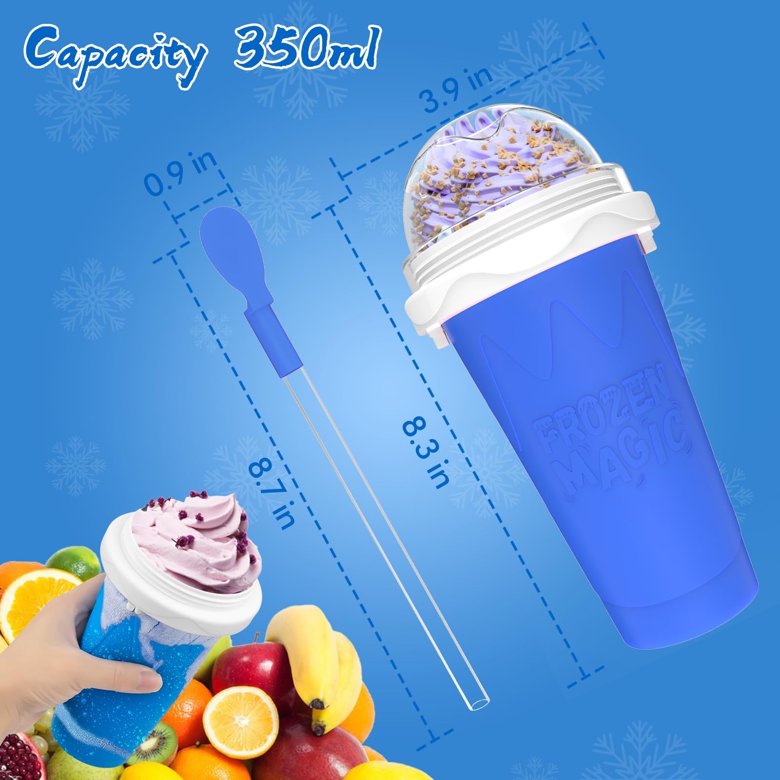 3PCS Slushie Maker Cup, Quick Frozen Magic Cups for Homemade Milk Shake Ice