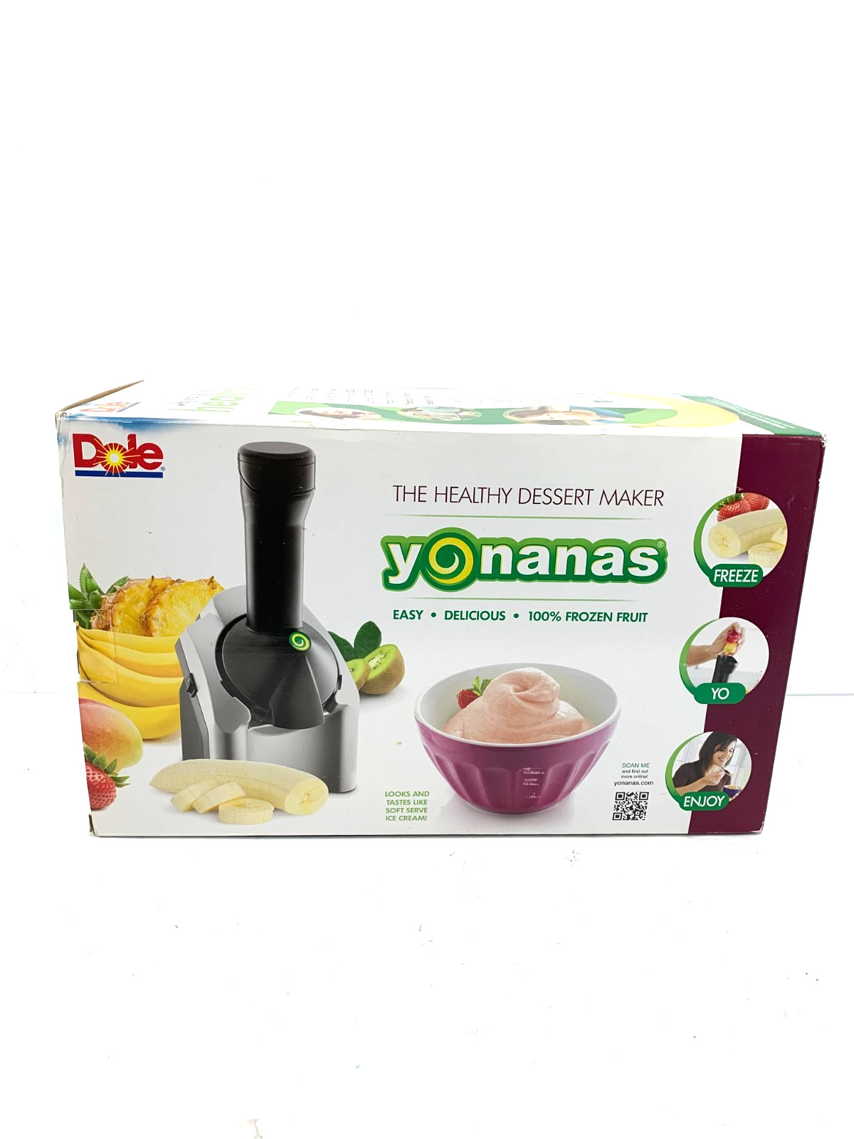 Yonanas Classic Original Healthy Frozen Dessert Treat Maker, Black/Silver