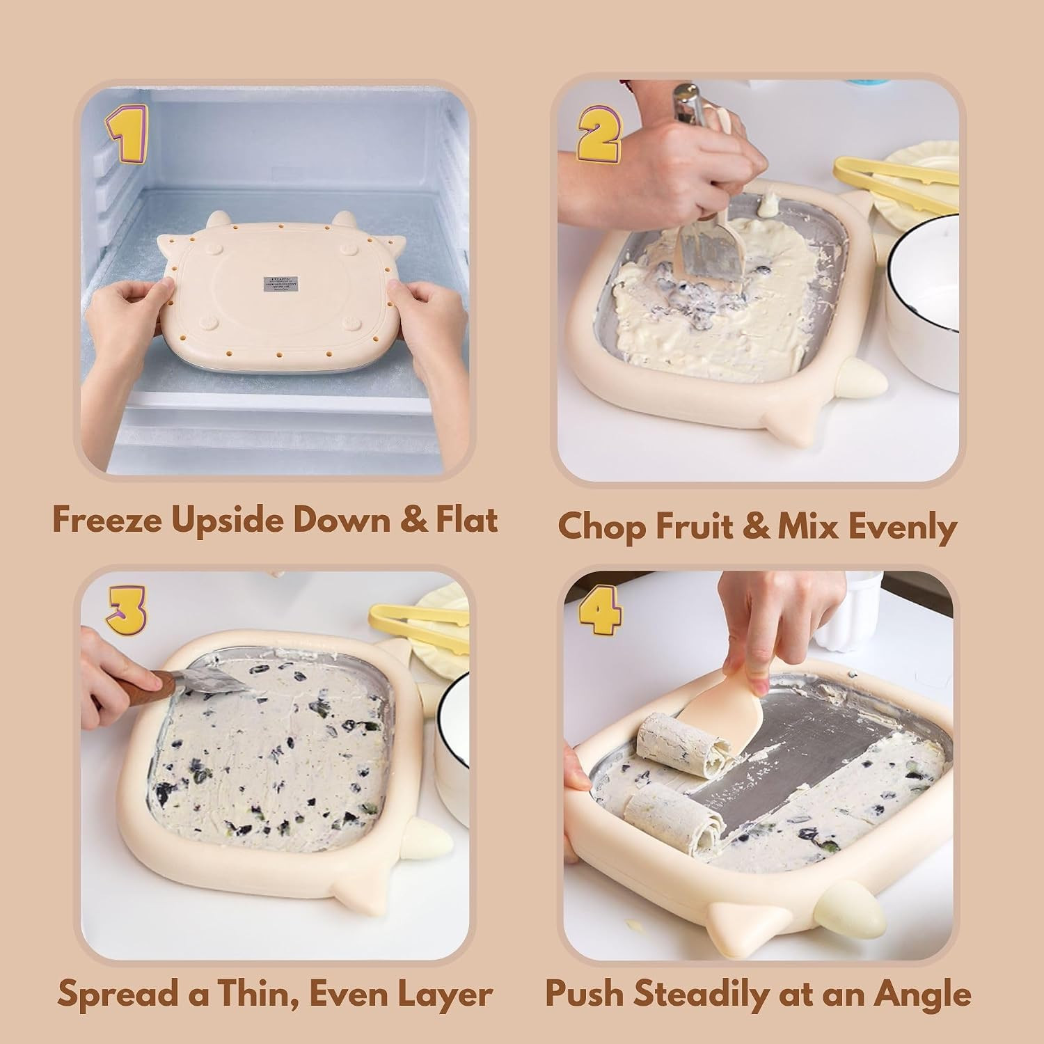 Rolled Ice Cream Maker Bear Shaped Instant Freeze Tray with 304 Stainless Steel