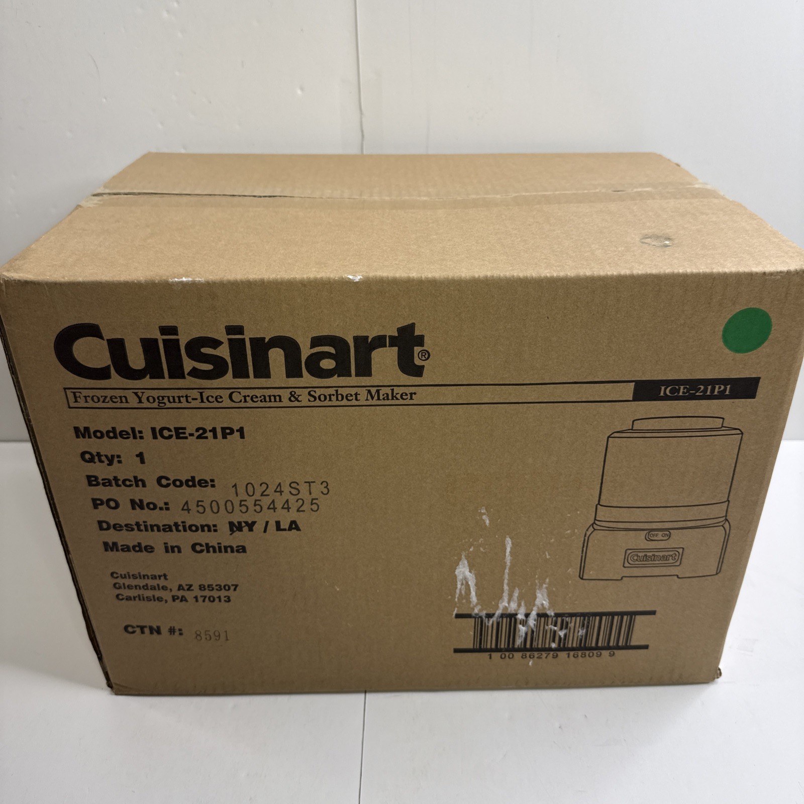 Cuisinart 1.5QT Frozen Dessert Maker White Yogurt Ice Cream Sorbet ICE-21P1 48oz