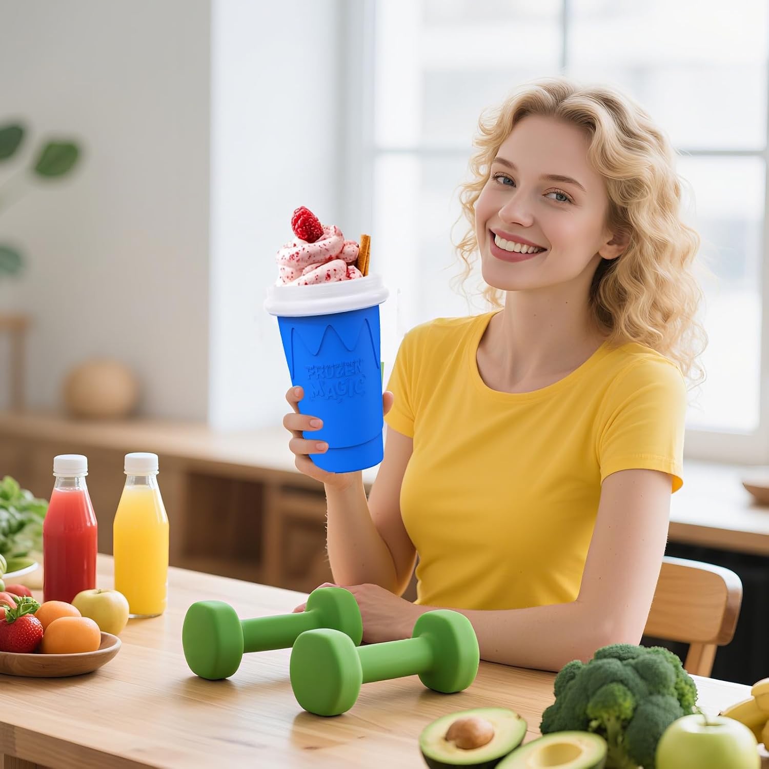 500ML Slushie Maker Cup- DIY Magic Slushy Maker Squeeze Cups, Portable Smoothie
