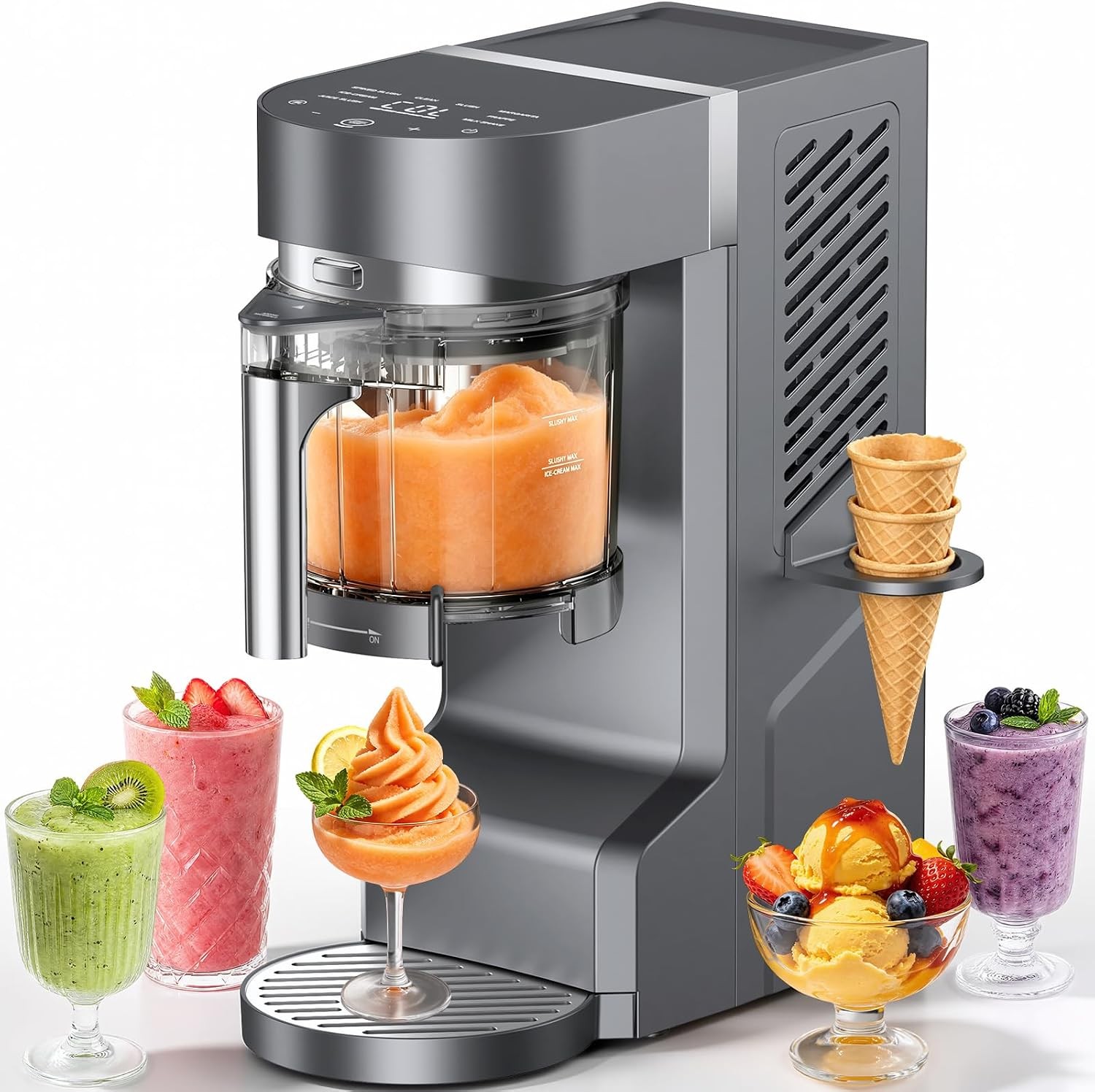 Slushie Machine Home Ice Cream Maker 30OZ Light Gray Slushy Margarita Frozen