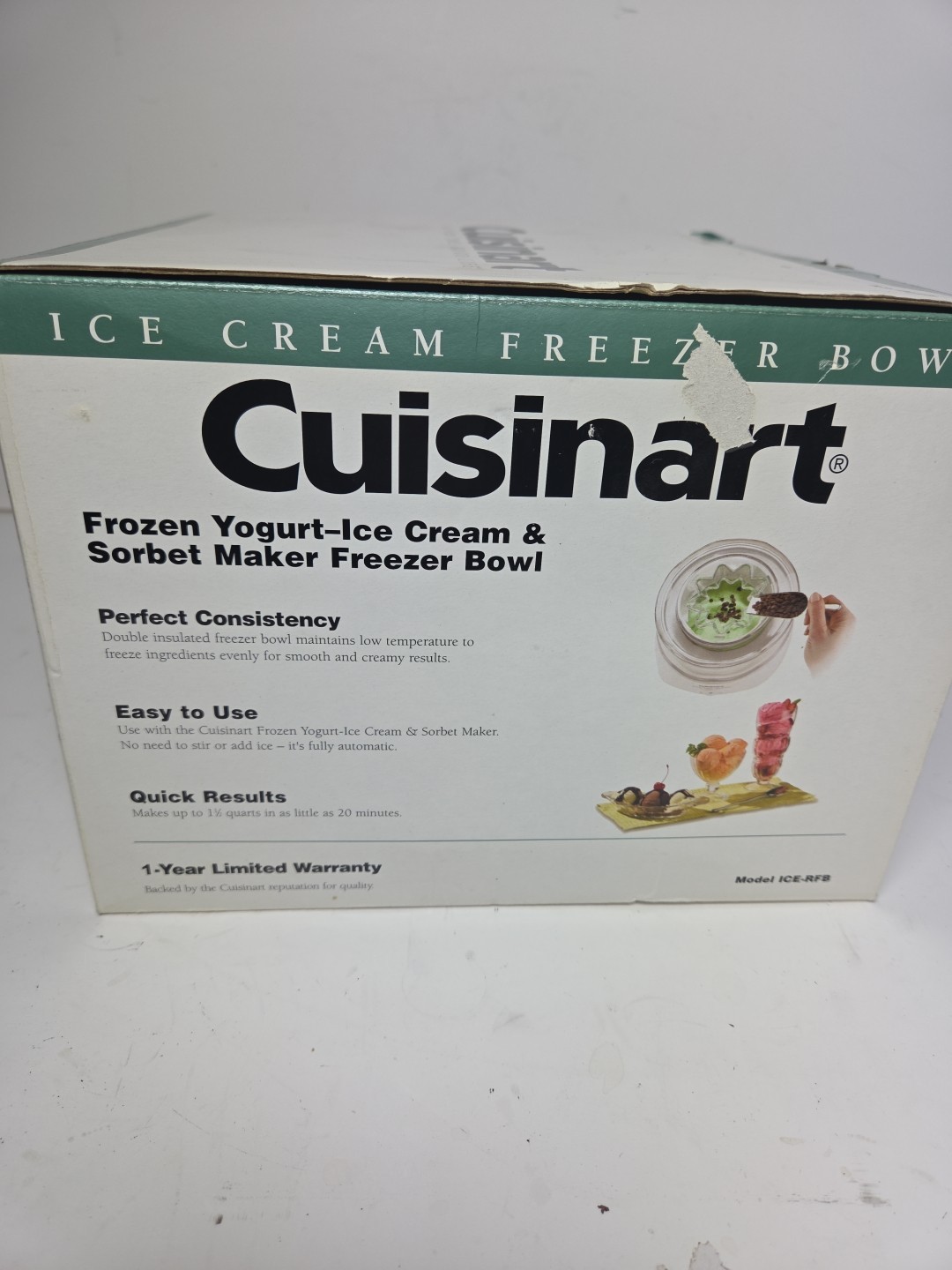 New Cuisinart Ice Cream Maker ICE-RFB Freezer Bowl 1.5 Qt Box Replacement Bowl