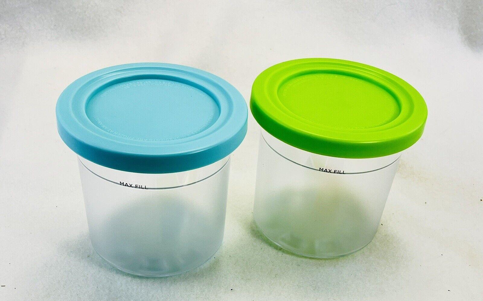 Ninja Creami NC300 Pints with Colorful Lids Ice Cream Storage Container Set Of 2