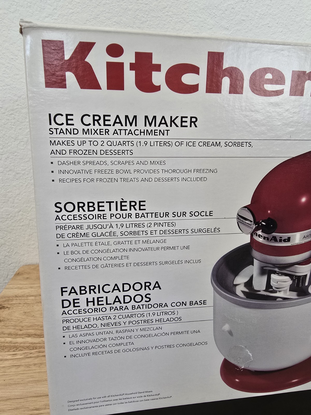 KitchenAid Ice Cream Maker Attachment Mixer Freeze Bowl KICA0WH