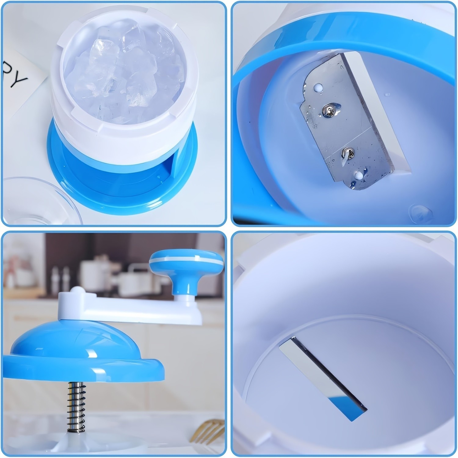 Compact Manual Ice Shaver Machine 27×15.5x7cm Food Safe ABS for Home Ice Treats
