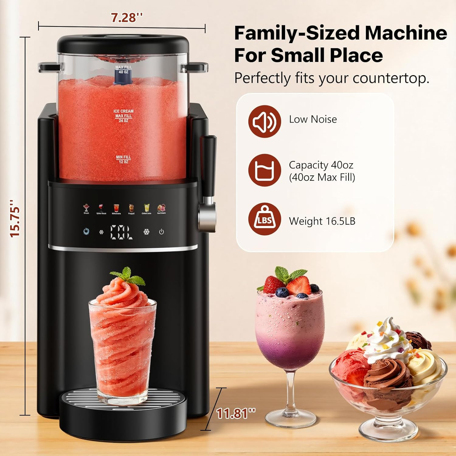 Slushie Machine, Ice Cream Maker, Slushy Machine for Home and Families, No Ice N