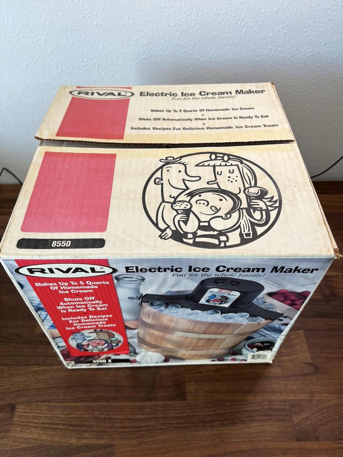 Vtg Rival Wooden Electric Ice Cream Maker Model 8550X Made In USA Tested Working