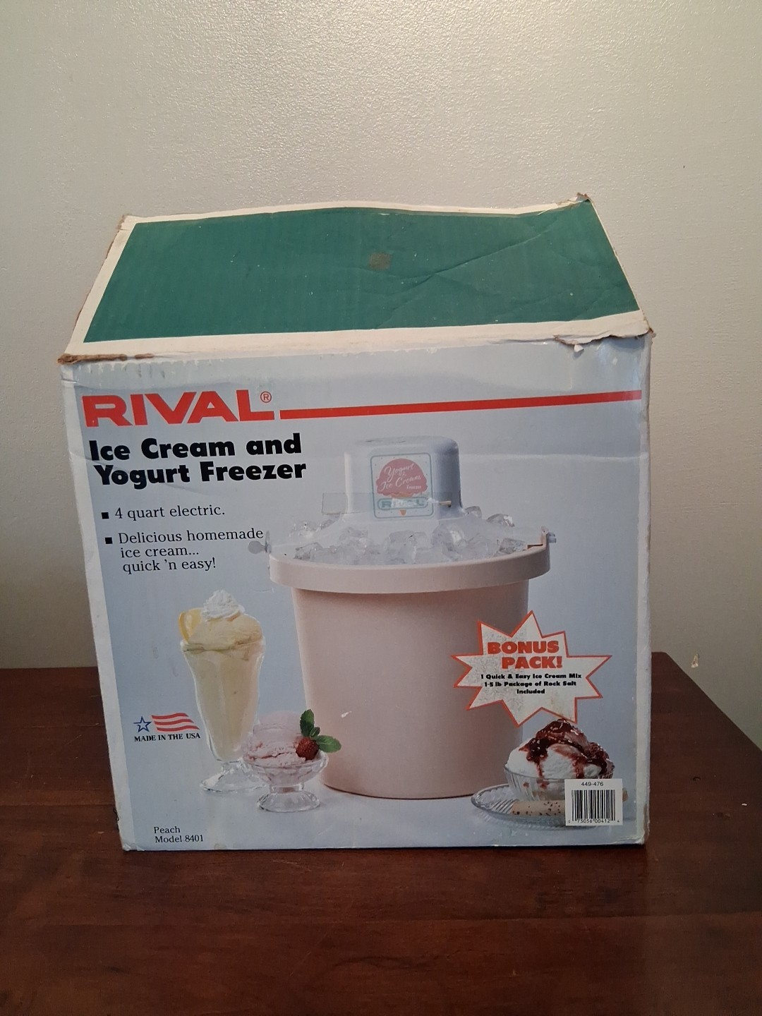 Rival Ice Cream Maker 4 QT Electric Yogurt Freezer 8401 New Opened Box w Defects