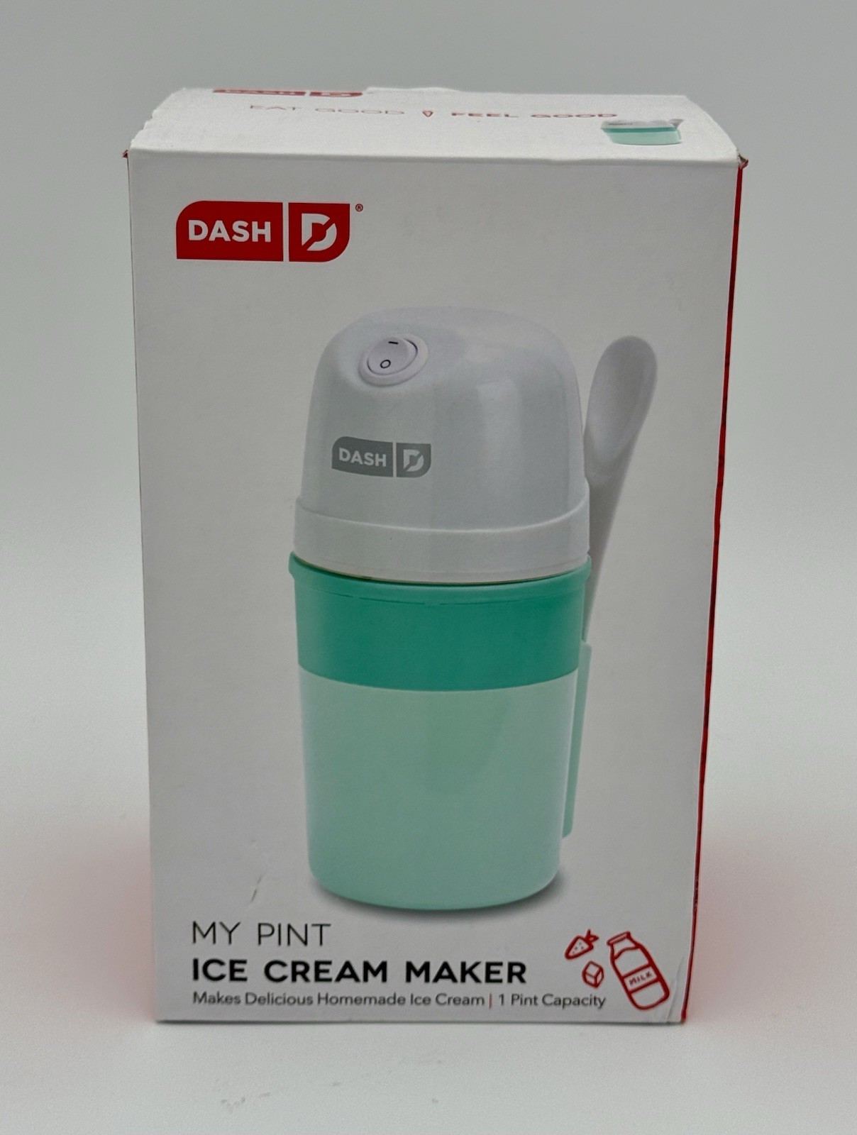 DASH My Pint Ice Cream Maker Aqua White 1 Pint Sorbet Frozen Yogurt Open Box