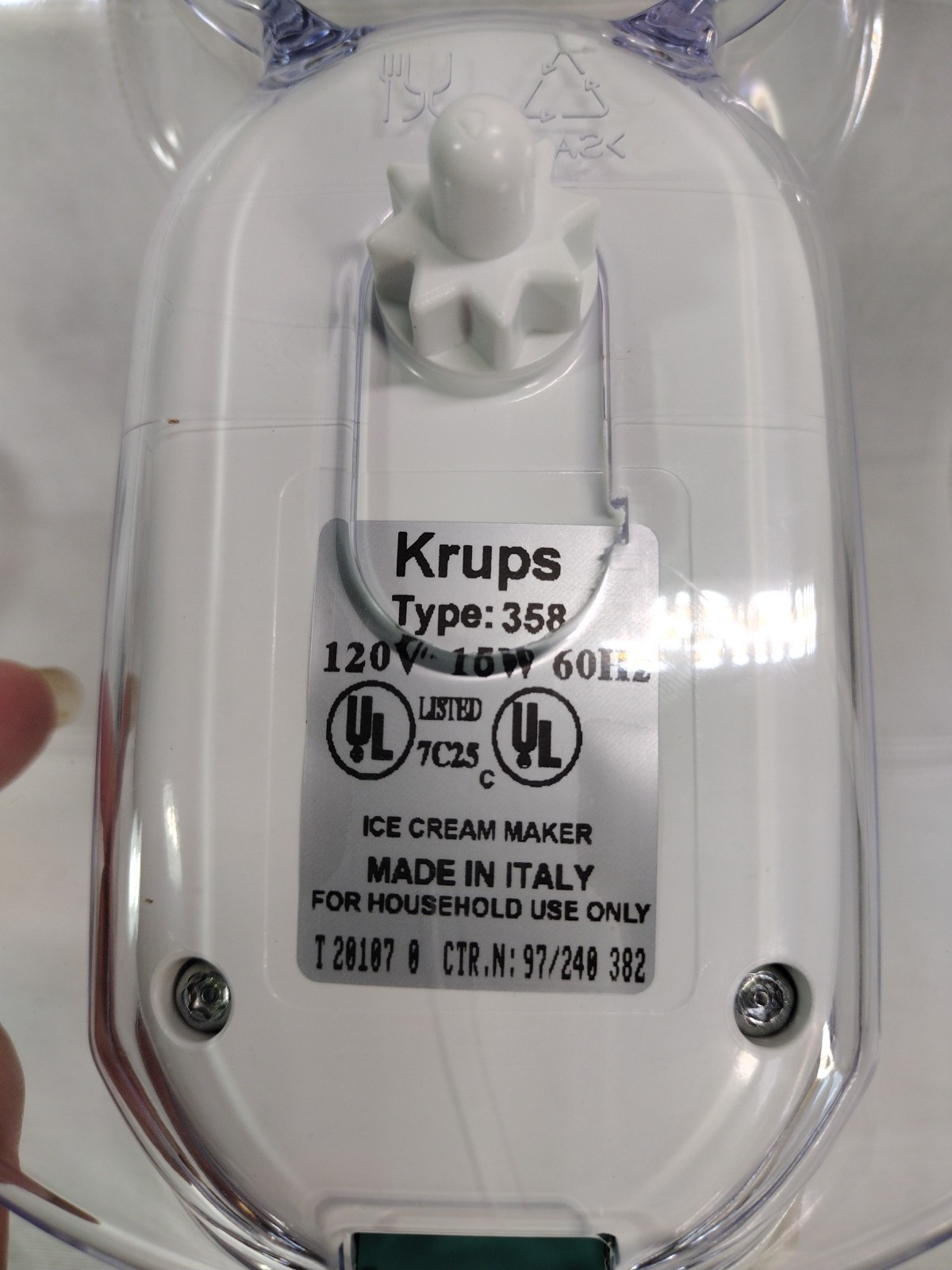 Krups Replacement Lid and Motor LA Glaciere Ice Cream Maker Type 358 Works