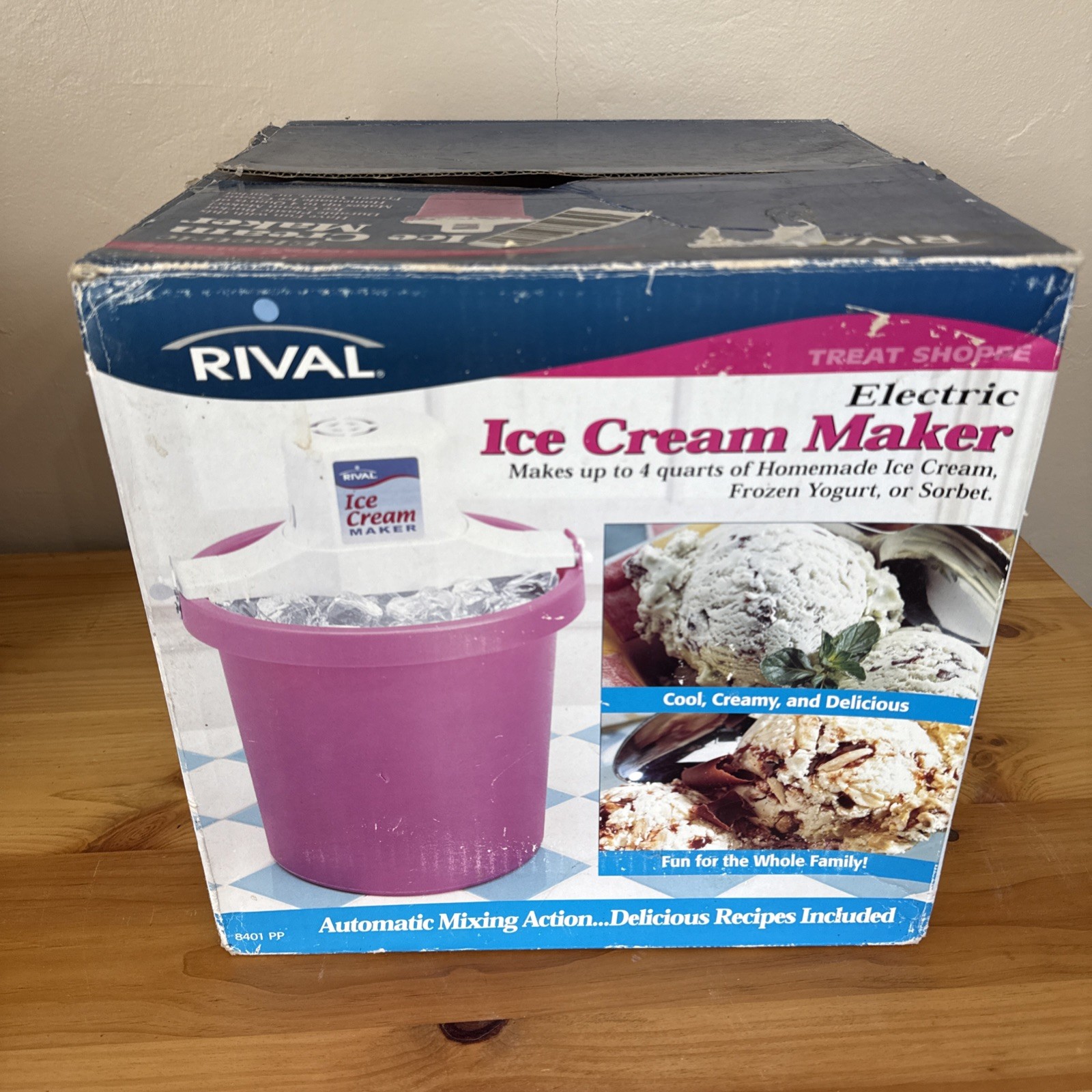 Rival 4Qt Ice Cream And Yogurt Freezer Vintage Ice Cream Maker Purple TESTED
