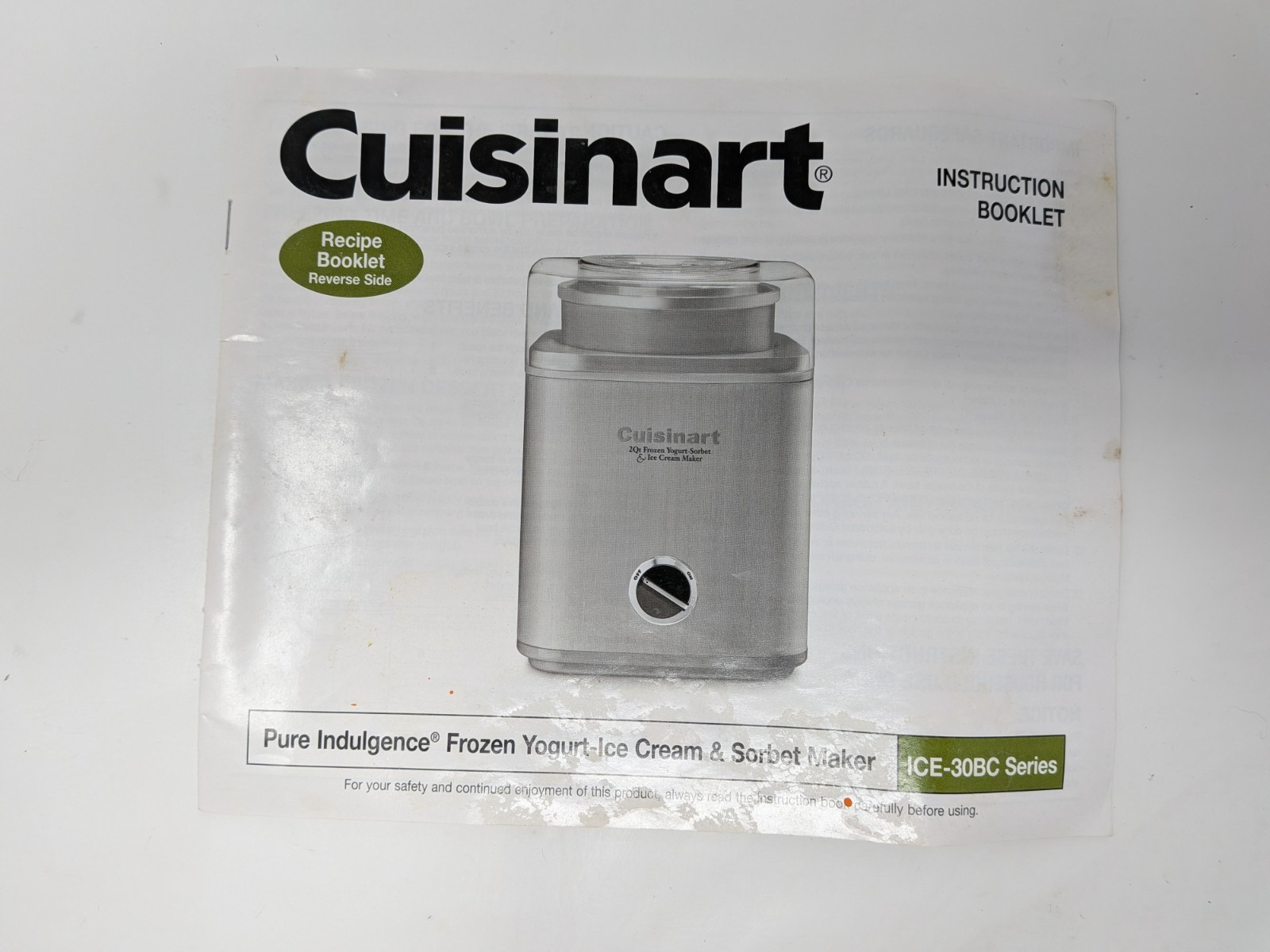 Cuisinart ICE-30BC 2Qt Frozen Yogurt Sorbet Ice Cream Maker Automatic Silver