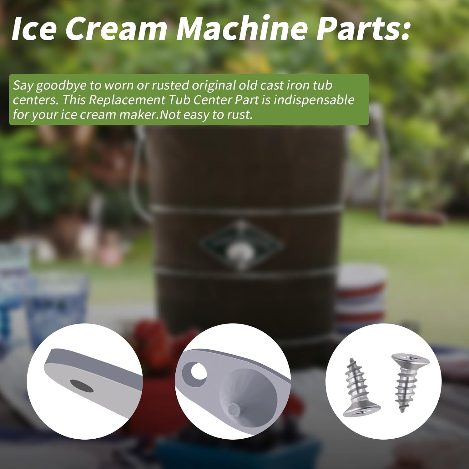 Replacement Tub Center Part For White Mountain Ice Cream Freezers – w/Screws
