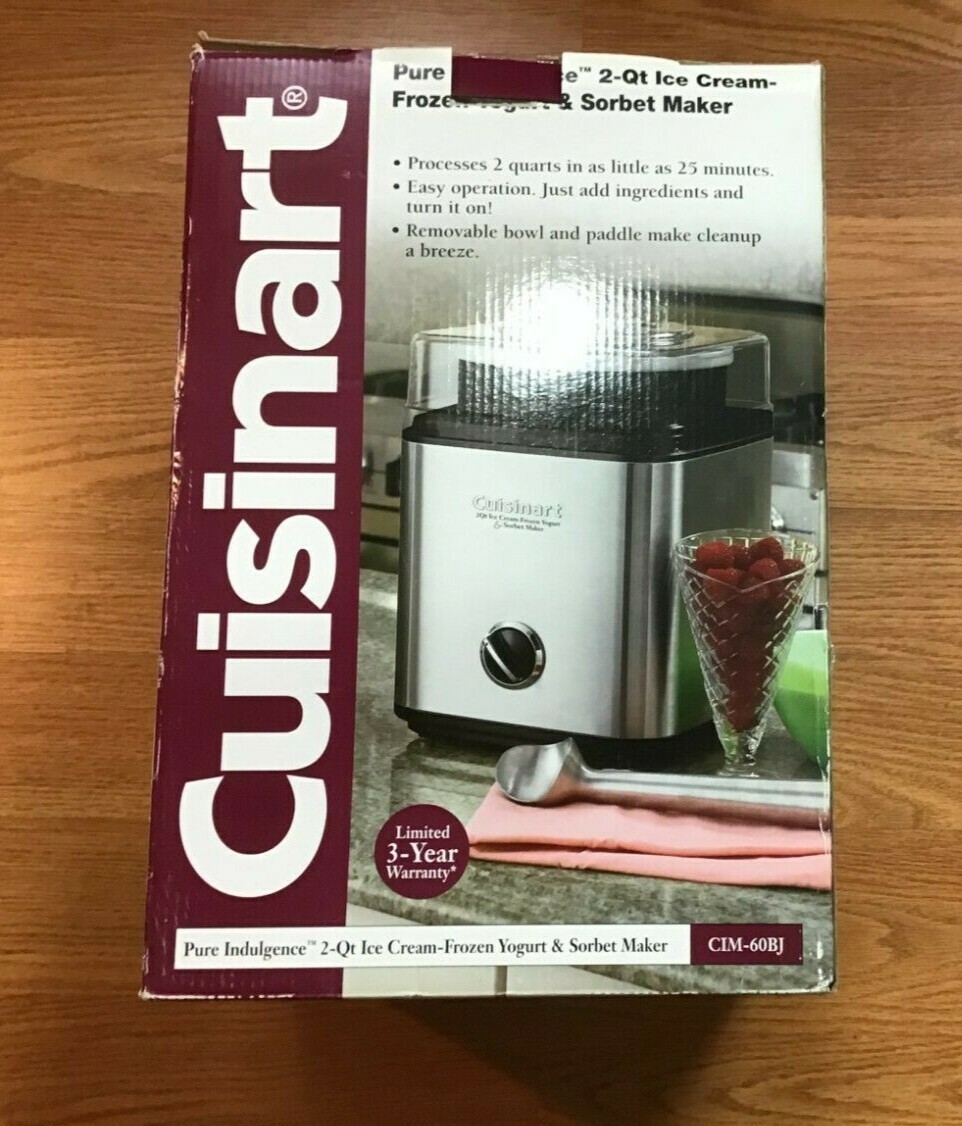 Cuisinart Pure Indulgence 2 QT Ice Cream Frozen Yogurt & Sorbet Maker CIM-60BJ