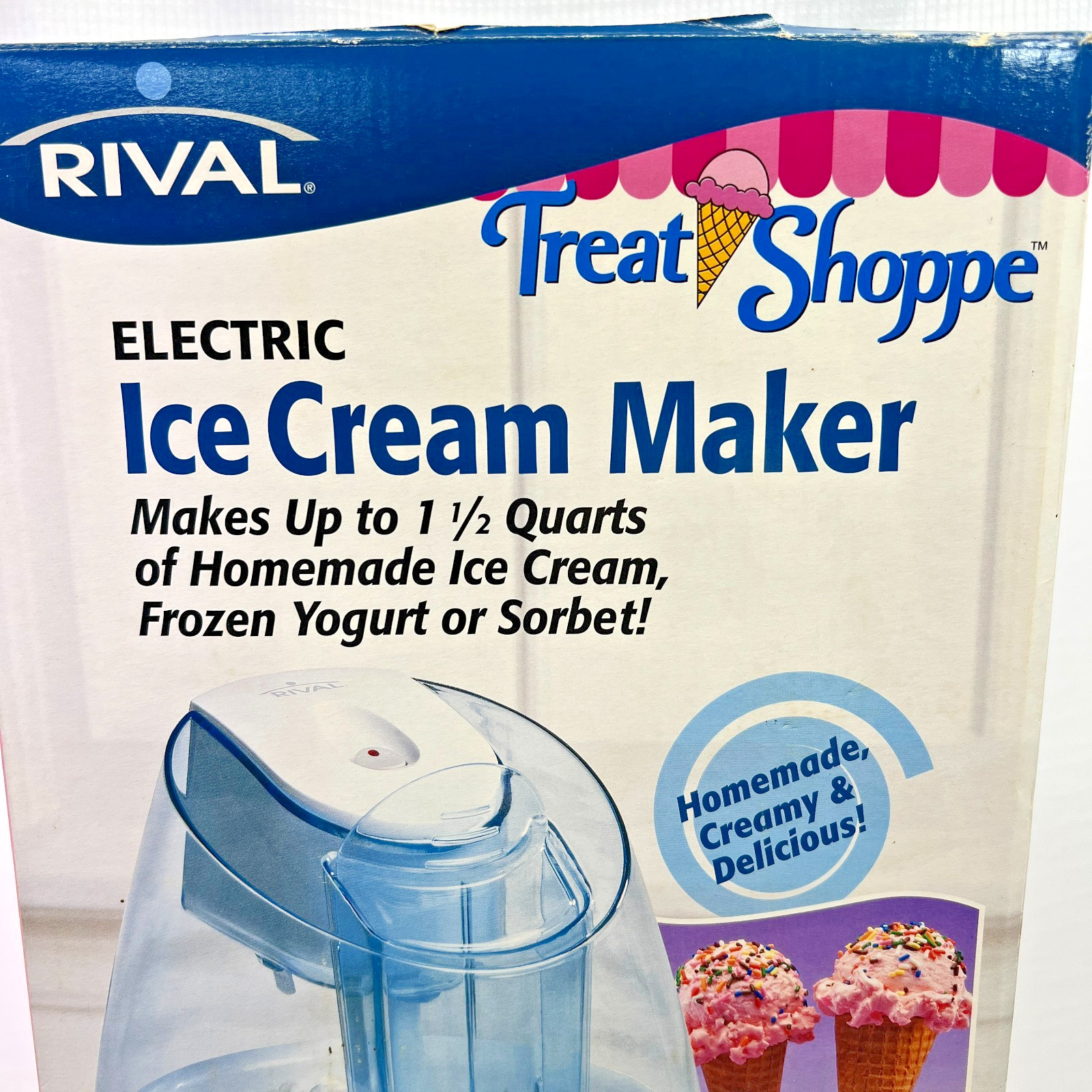 Vtg Rival Treat Shoppe Electric Ice Cream Yogurt Freezer Maker Gel Disc GC9151