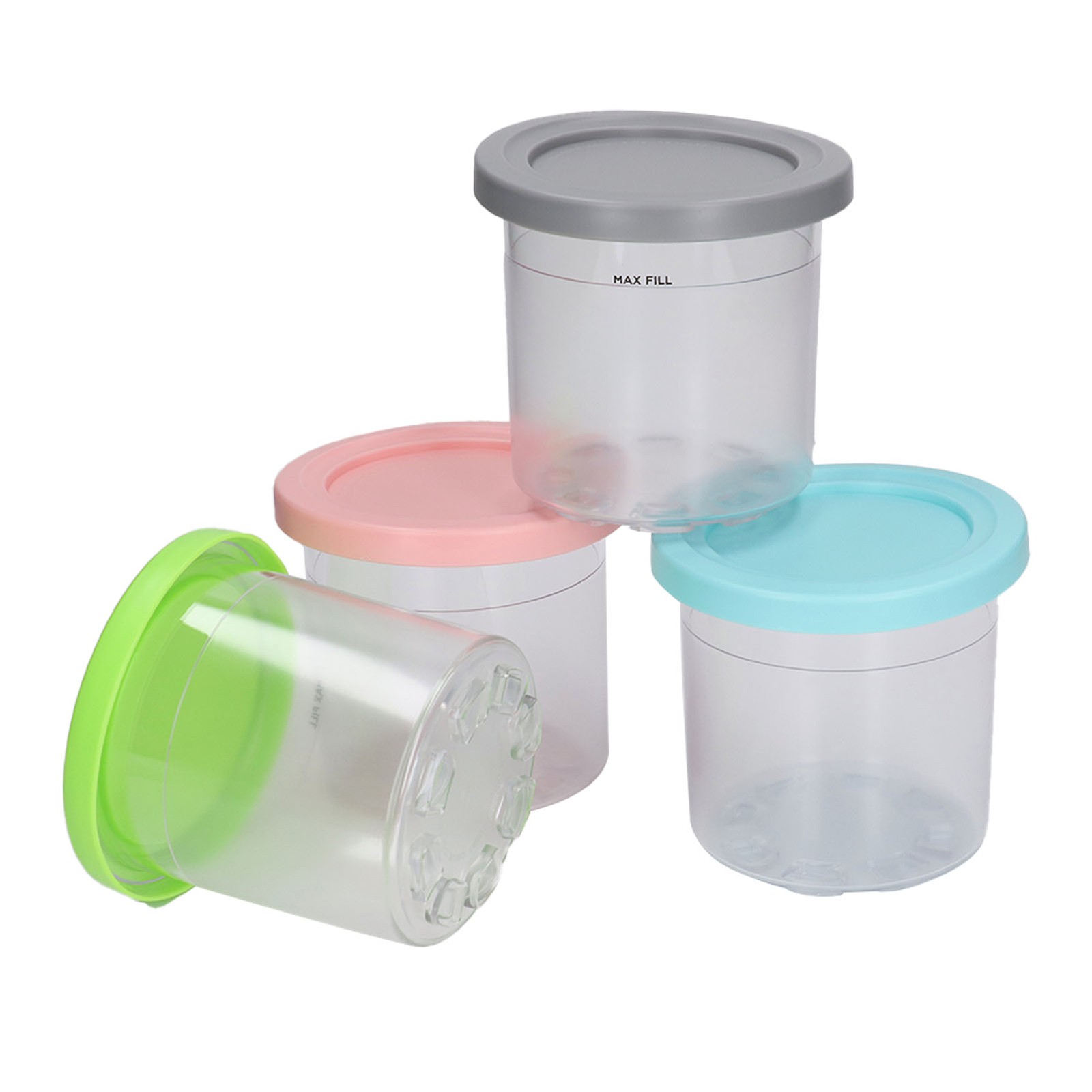 Ice Cream Pints Transparent Reusable Pints Homemade Ice Cream Container With-DSO