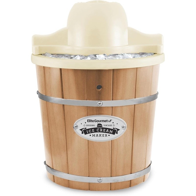 Electric Ice Cream Maker 4 Quart Pine Bucket Silent Operation Easy Churning New