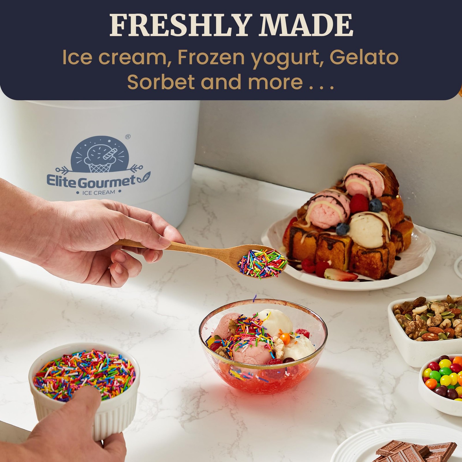 Elite Gourmet 4Qt Electric Ice Cream Maker EIM350 Delicious Homemade Ice Cream,