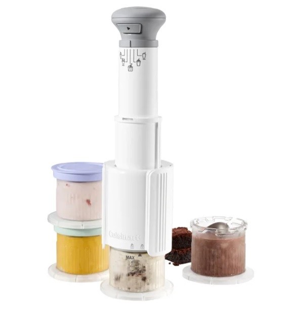 Cuisinart FastFreeze 5-in-1 Ice Cream Frozen Dessert Maker, Includes 4 Mixing Cu