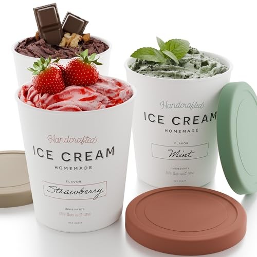 Set of 3 Reusable Ice Cream Containers 1 Quarts ea. – Perfect for Homemade