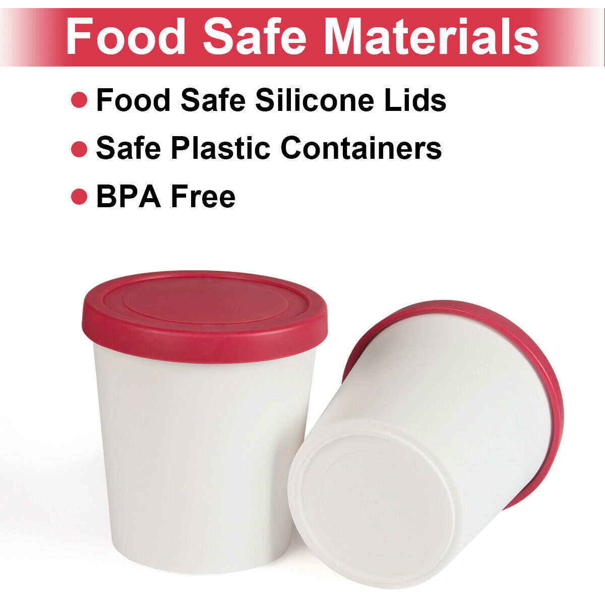 2PCS Ice Cream Containers Yogurt Sorbet Freezer Storage Tubs Reusable Container
