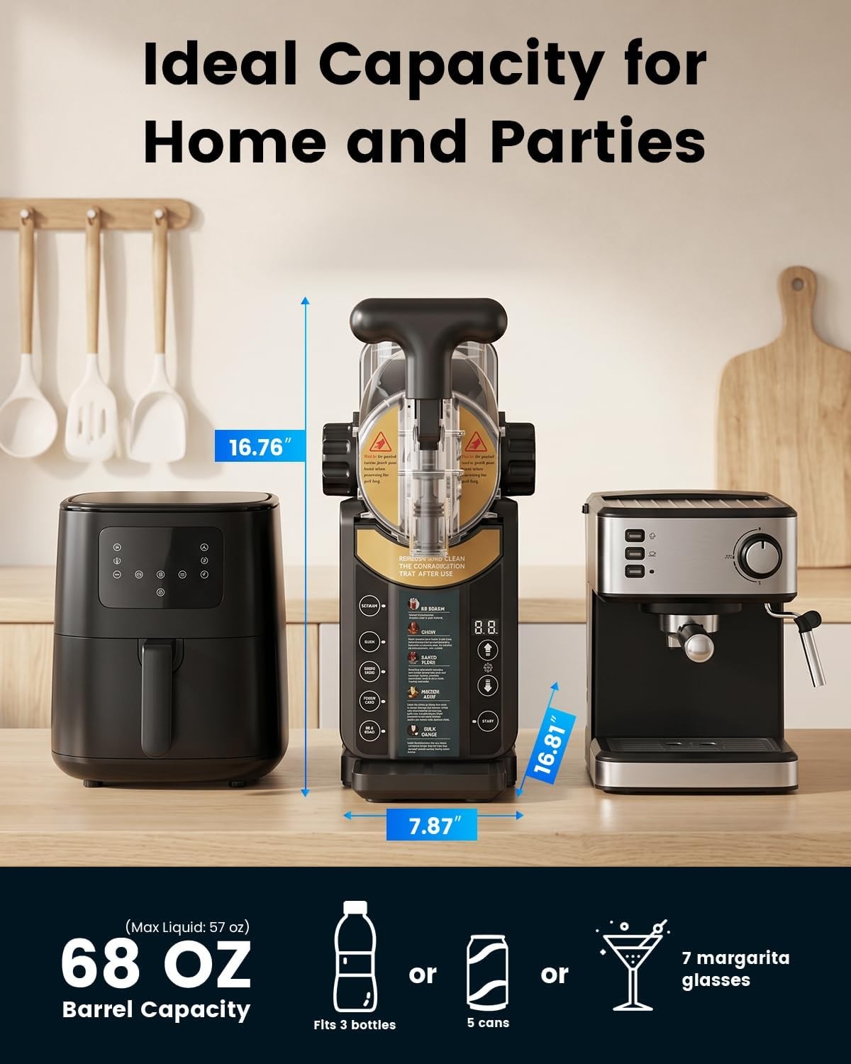 Slushie Machine for Home, 2-in-1 Slushy & Soft Serve Ice Cream Maker | 68oz Marg
