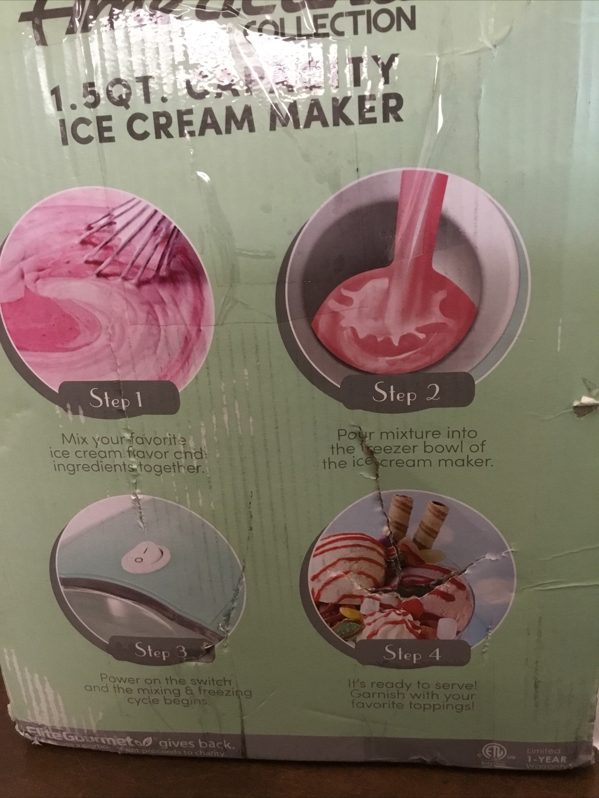 Americana EIM-1400M 1.5 Qt Ice Cream Freezer Bowl Automatic Homemade Electric