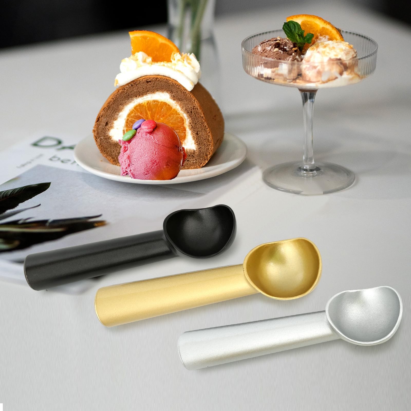 Ice Cream Scoop,7 inches Nonstick Anti-Freeze One Piece Aluminum 7*1, Silver