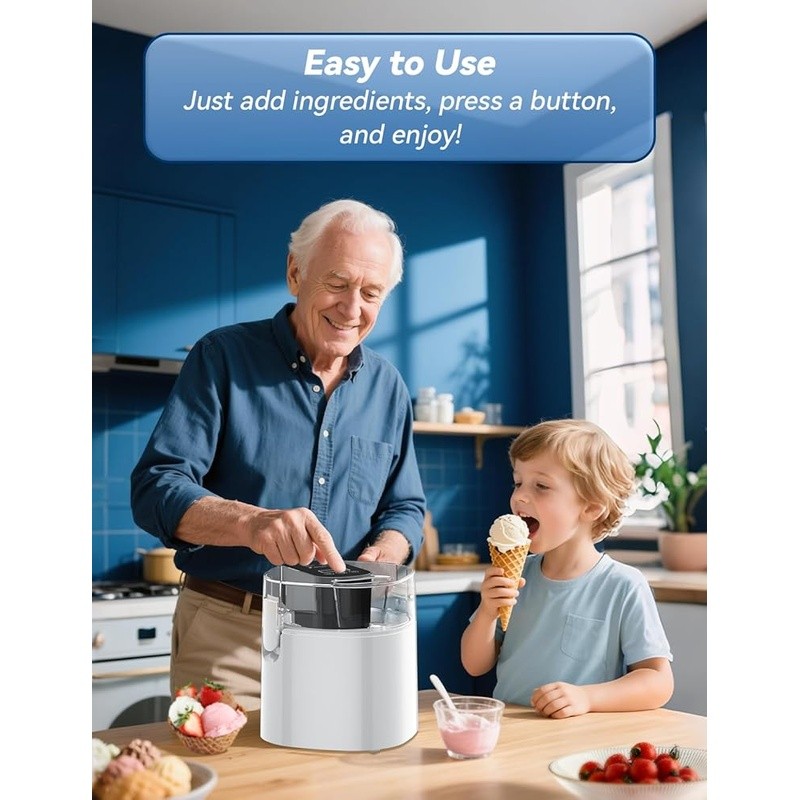 Versatile Ice Cream Maker Sorbet Gelato Frozen Yogurt Low Noise Easy Clean New