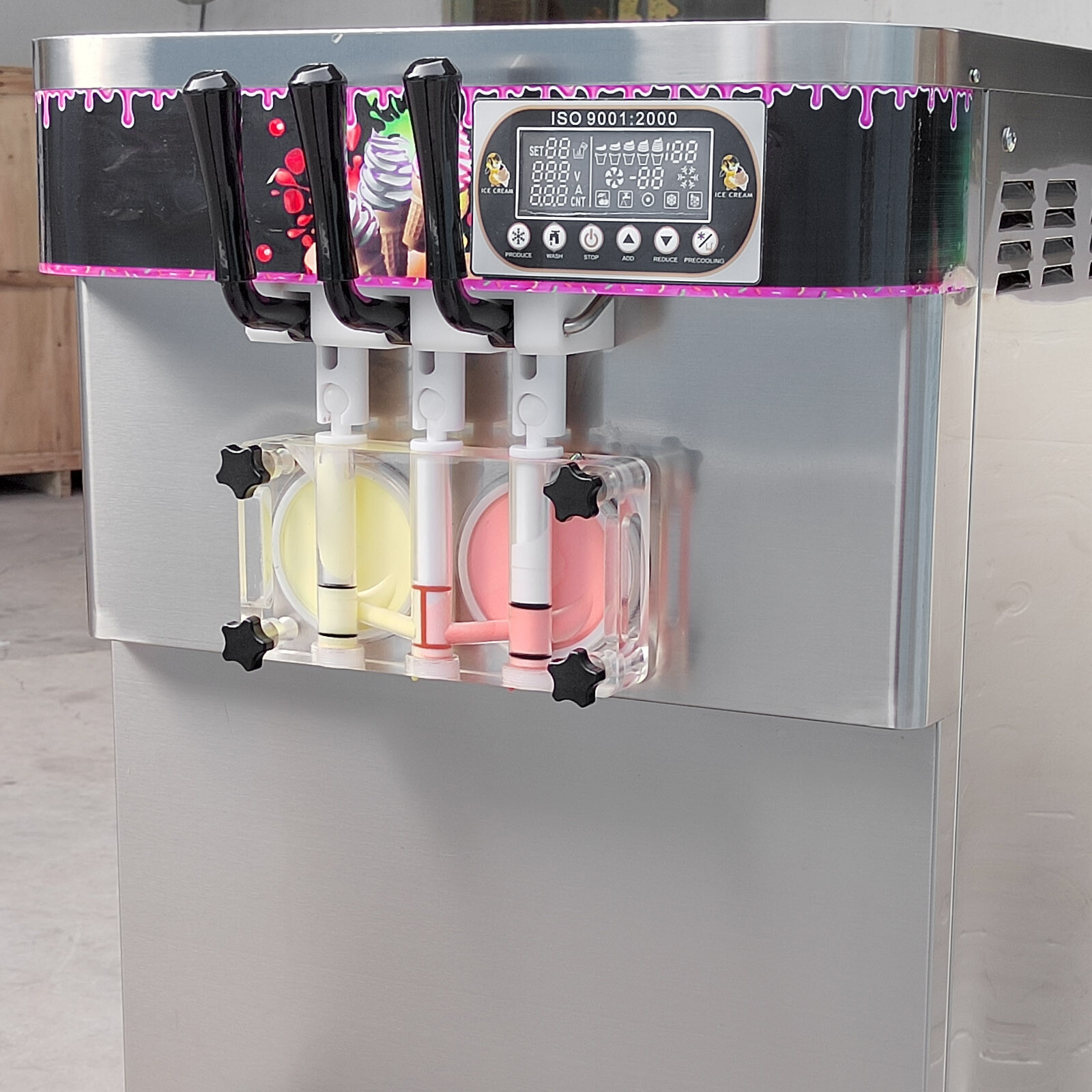 Kolice Desktop 2+1 mixed soft serve ice cream machine, gelato ice cream maker