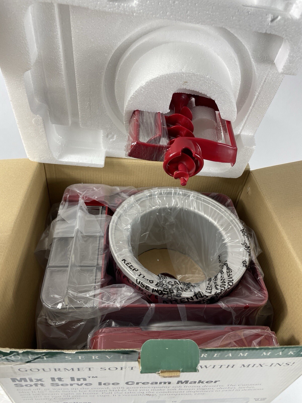 Cuisinart ICE-45 Red Mix It In Soft Serve Ice Cream Maker 1.5 Qt – New Open Box